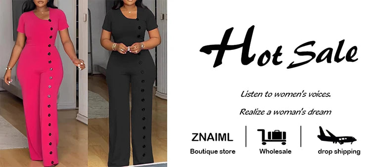 ElanWide™ – جمبسوت بأكمام قصيرة وساق واسعة (أنيق، منسدل، ولامع)