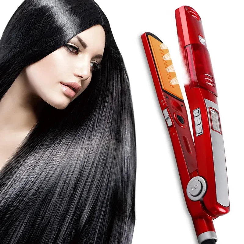 Steam Hair Straightening Brush Flat Iron