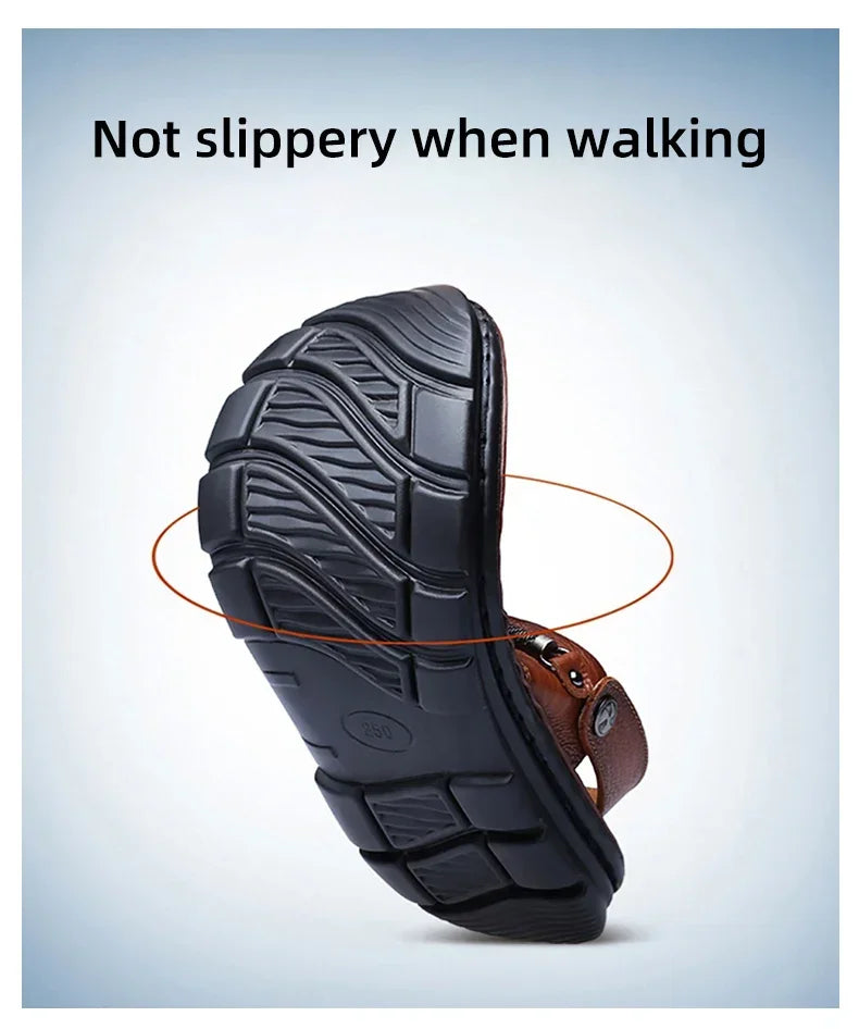 صنادل كاجوال جلدية للرجال بإبزيم