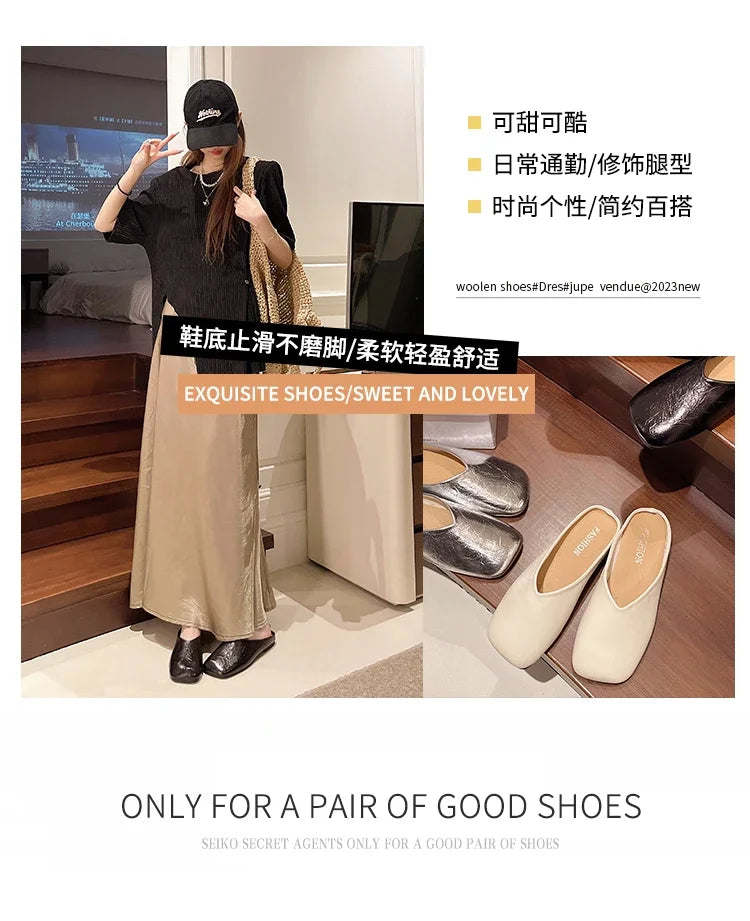 Women Mules Closed Toe Flat Slides