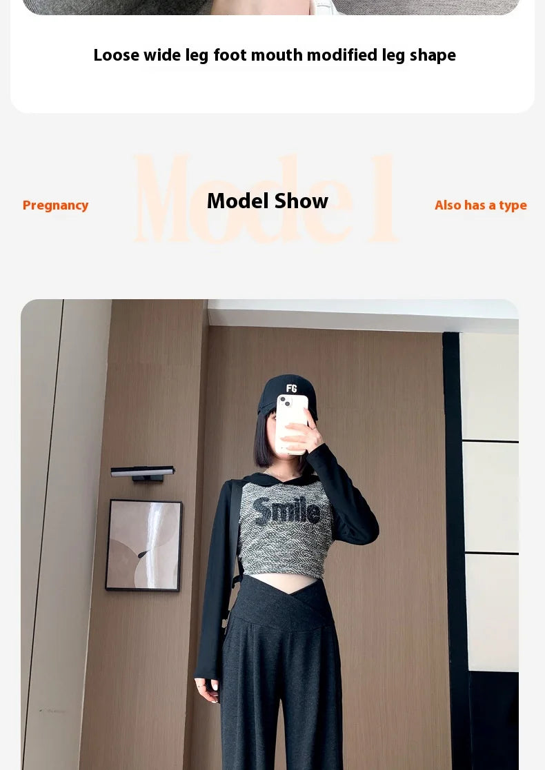 Wide-Leg Low-Waist Maternity Pants