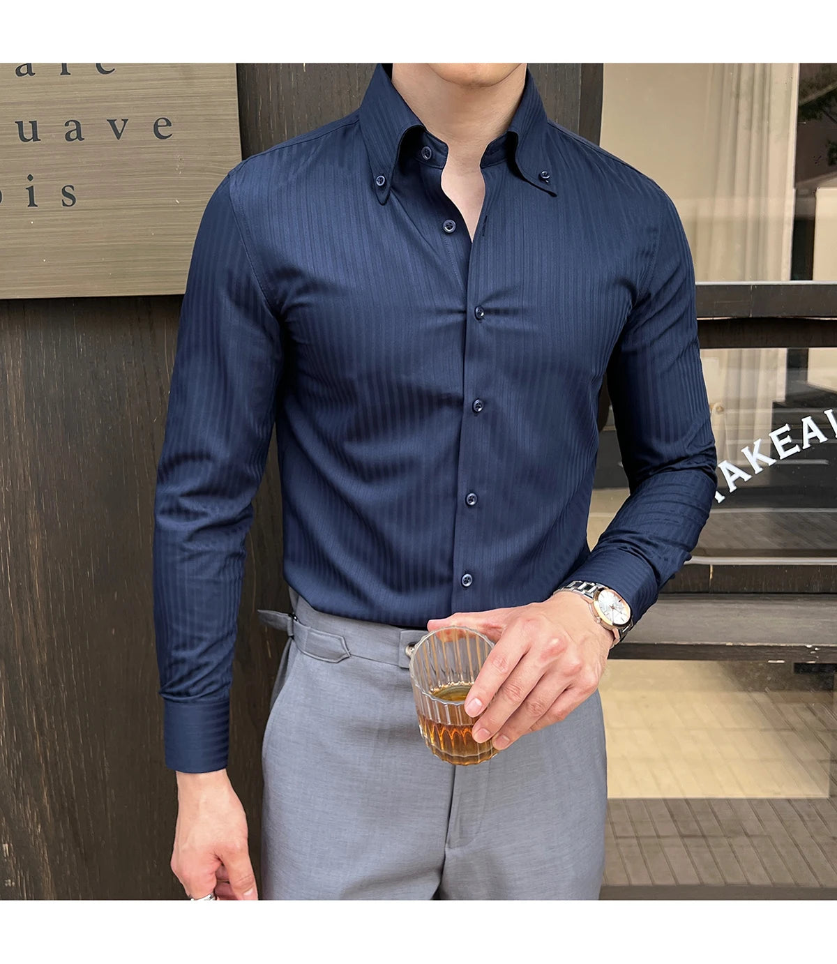 Men Slim Striped Shirt