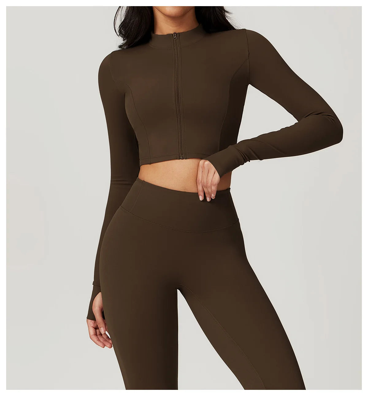 Women's Sexy Zip Long Sleeve Yoga Jacket – Workout Running Cycling Top