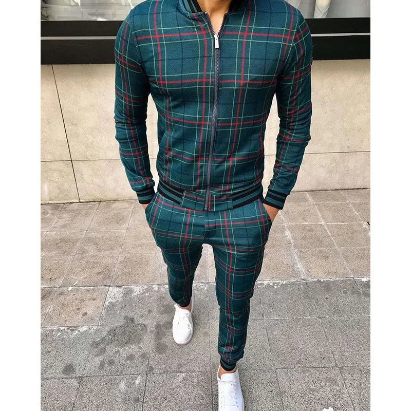 Men's Checkered Sports Tracksuit