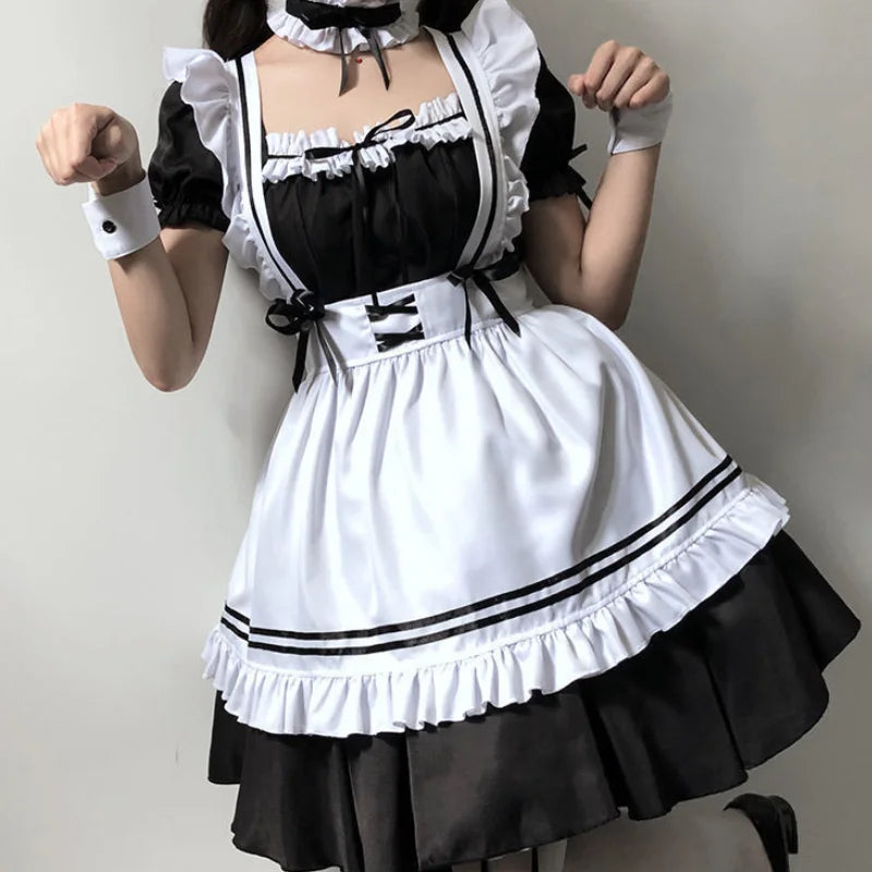 Black White Lolita Maid Costume
