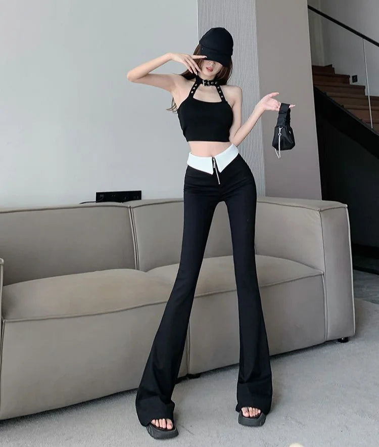 Women Flare Zipper Leggings
