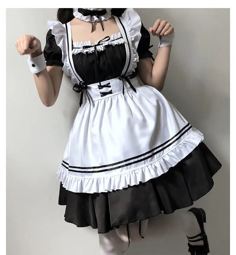 Black White Lolita Maid Costume