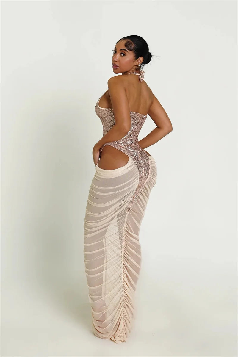 Women's Sequin Bodycon Maxi Dress