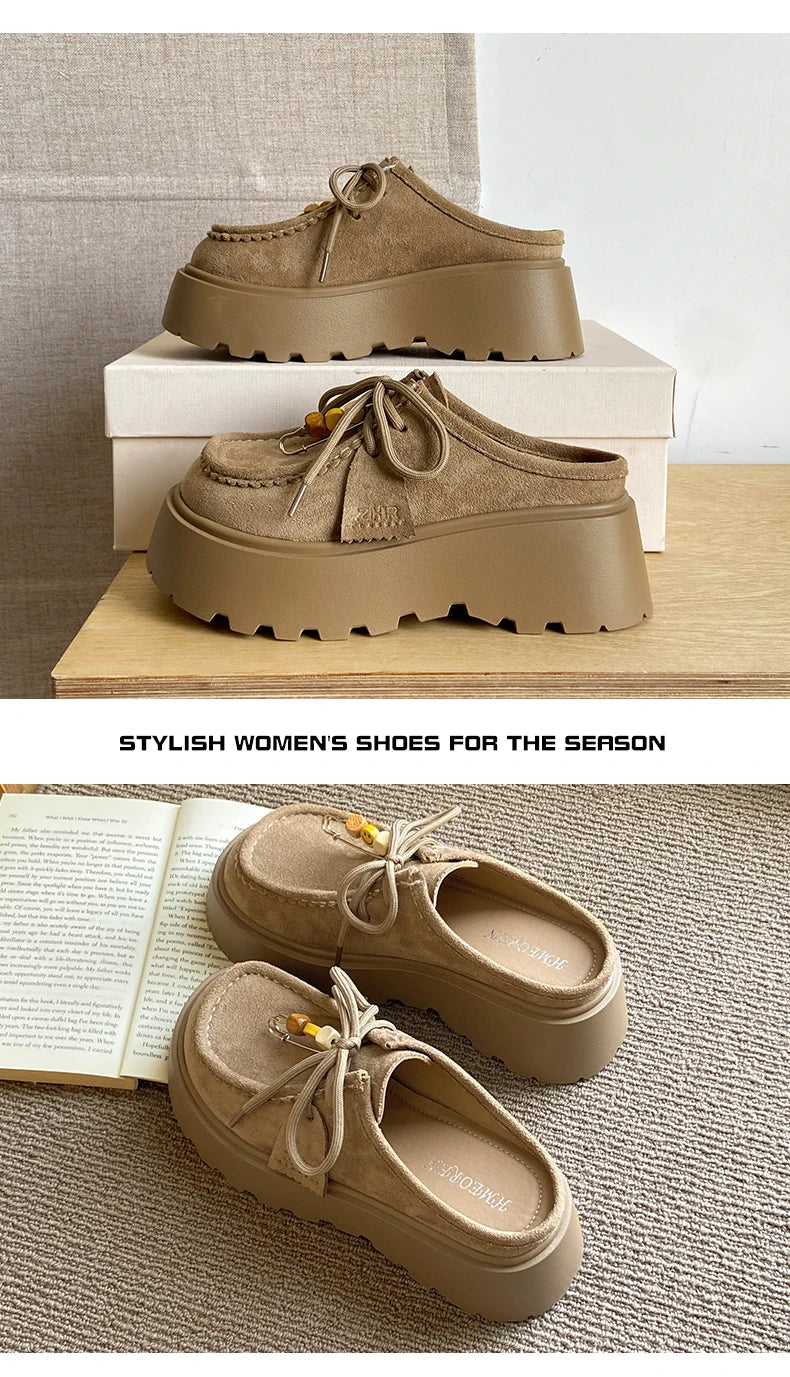 Women’s Retro Platform Half-Slipper Loafers