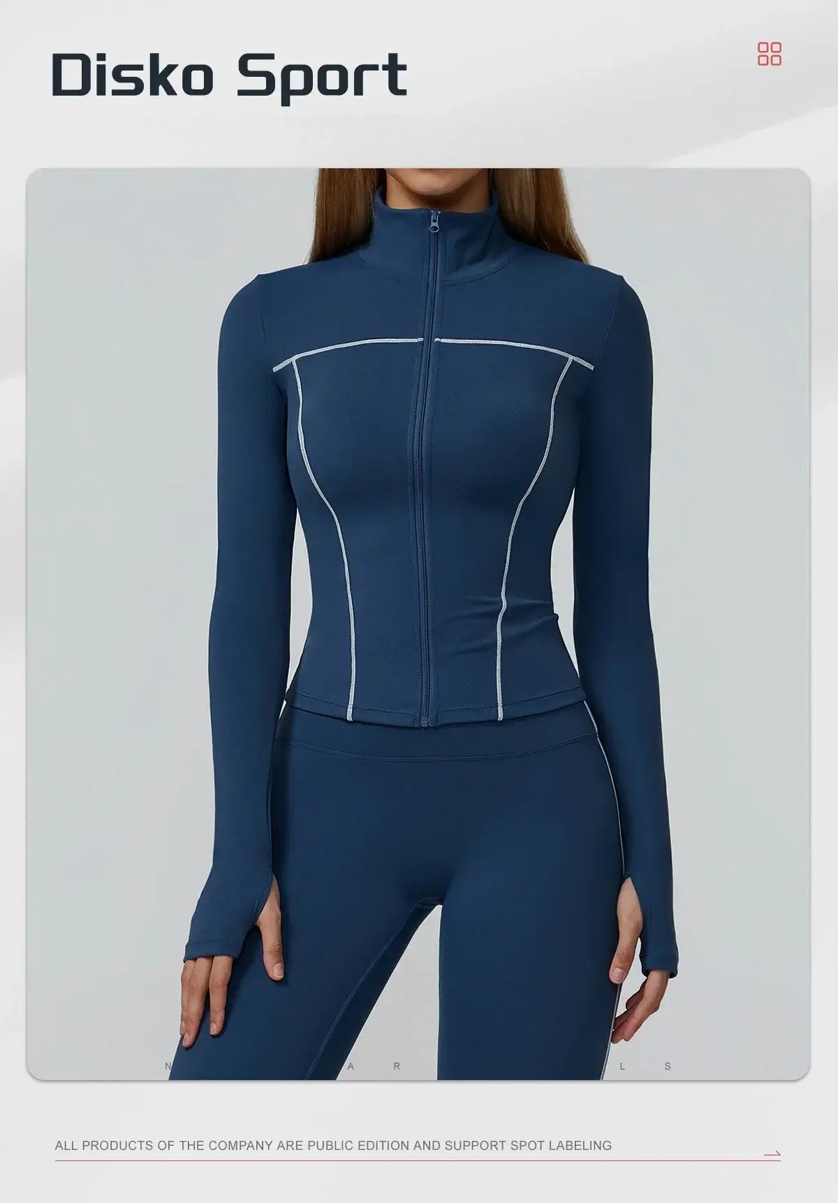 جاكيت جري نسائي ضيق بأكمام طويلة