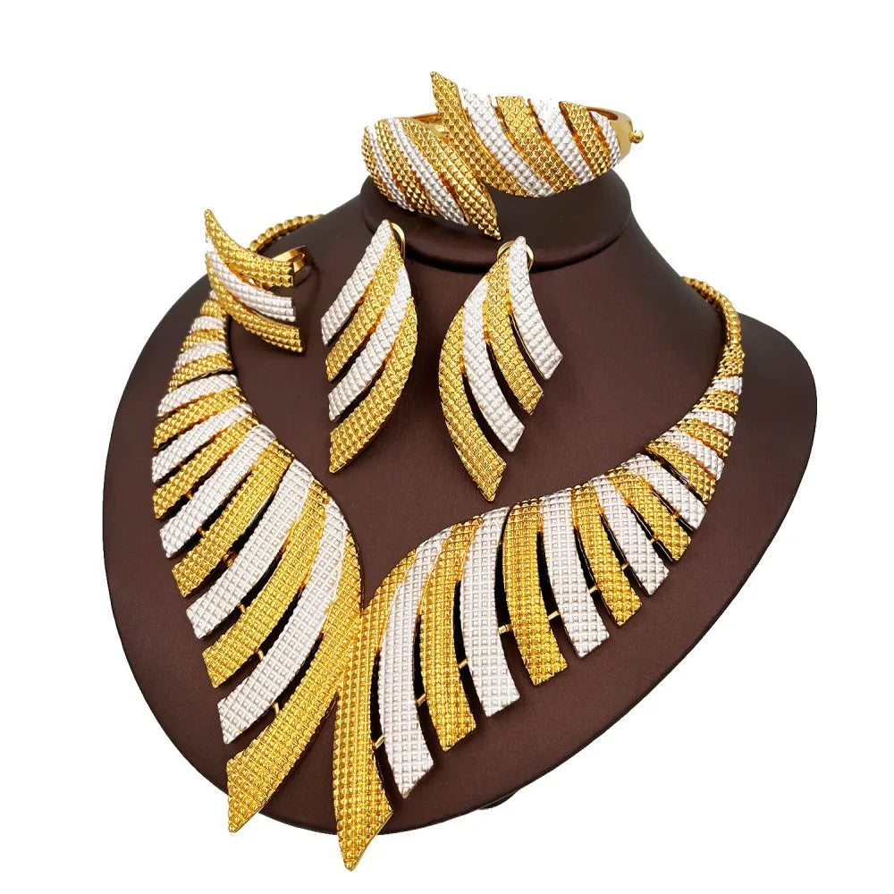 Luxury Two-Tone Gold Plated Bridal Jewelry Set