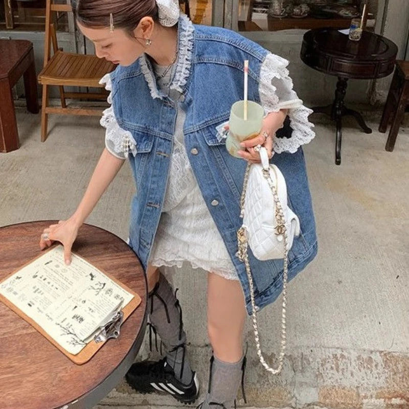 French Lace Denim Jacket