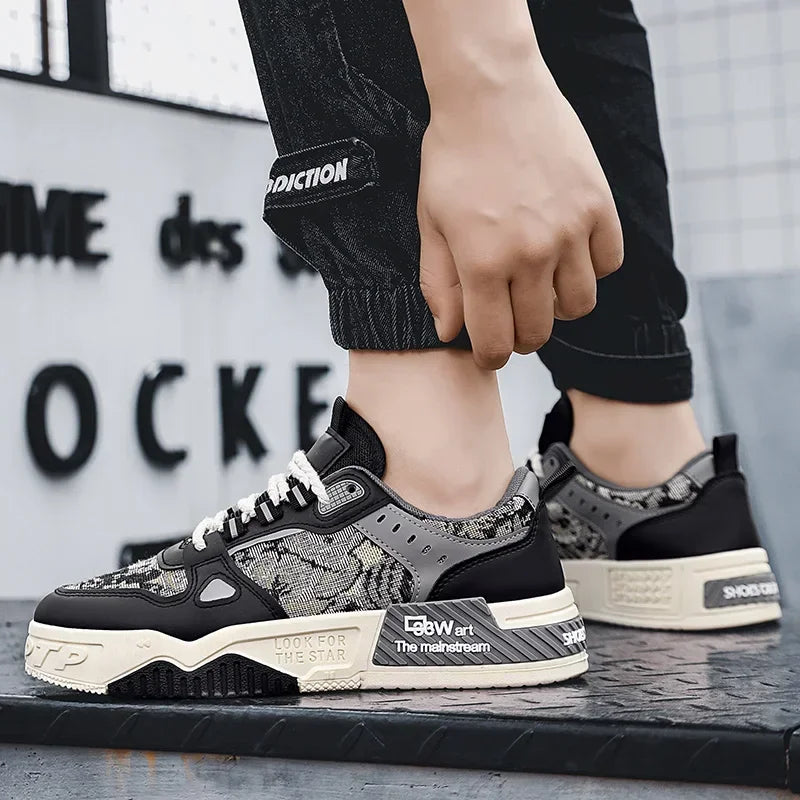 حذاء تزلج أبيض للرجال قابل للتنفس