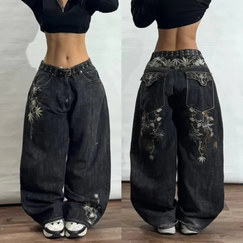 Embroidered Y2K Harajuku Baggy Jeans