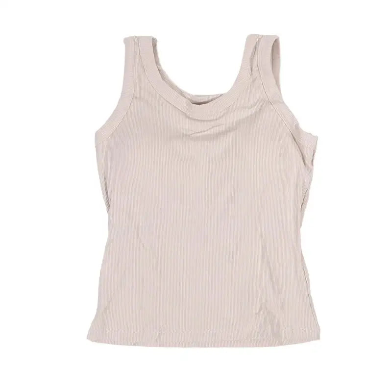 SlimCotz™ Padded Cotton Spaghetti Camisole in light beige, breathable summer vest for women, slim fit design.