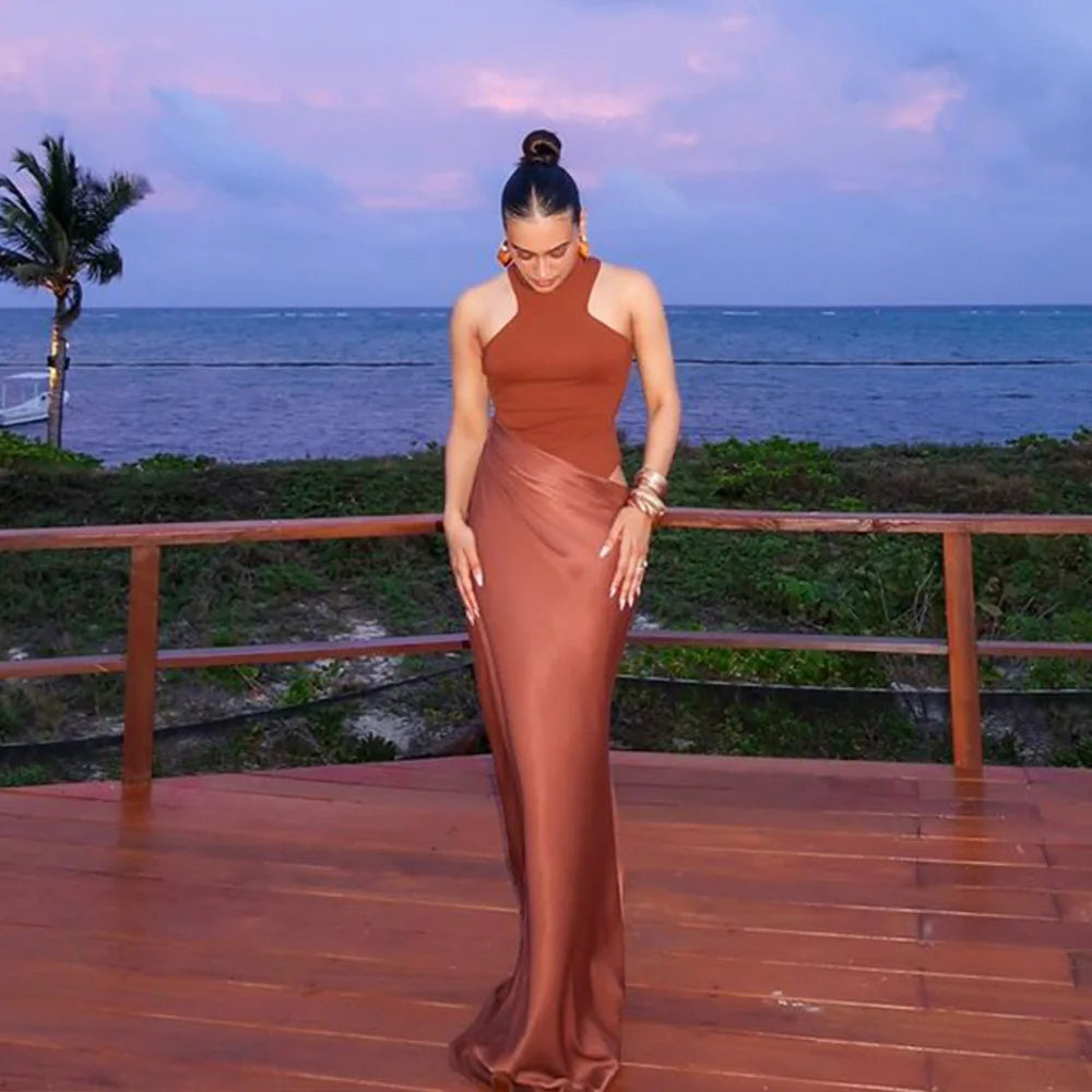 Luxe Satin Cutout Maxi Dress
