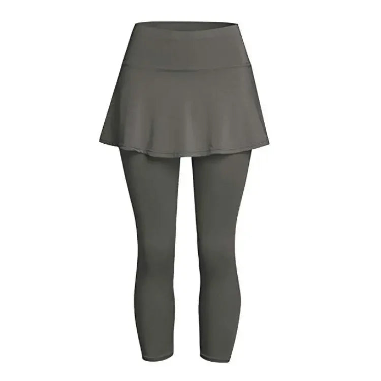 Women High Elastic 2-Piece Skirt Pants Set