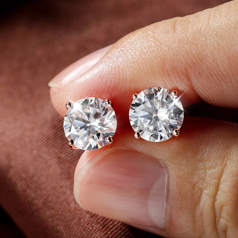 925 Sterling Silver Moissanite Stud Earrings