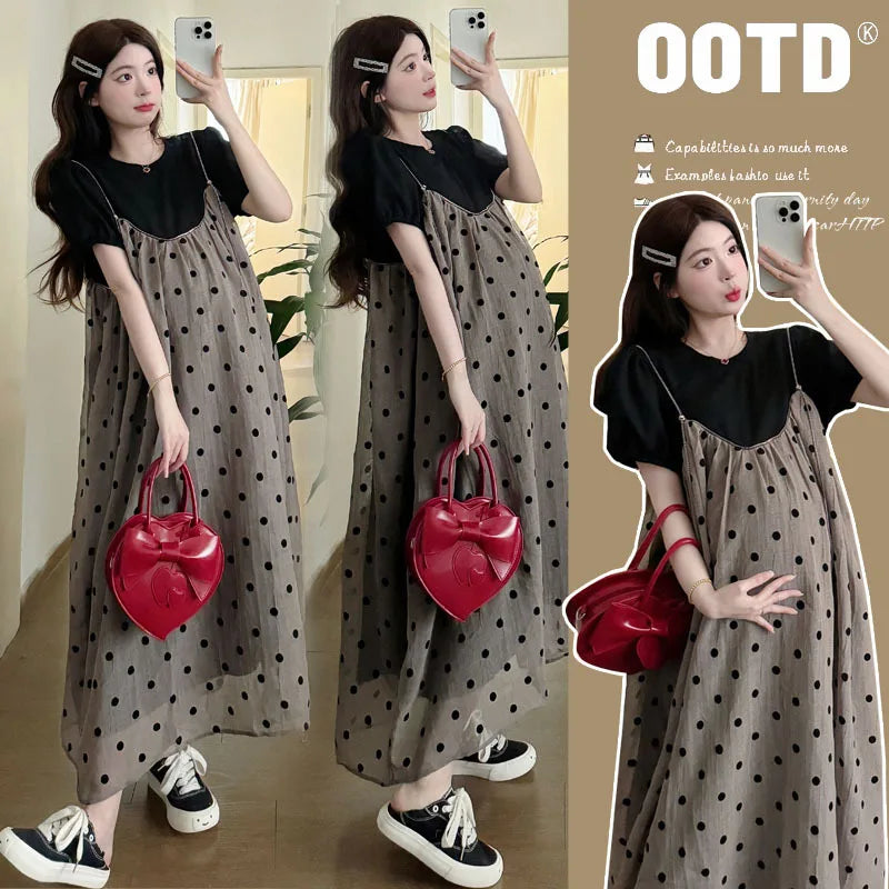 Summer Maternity Two-Piece Skirt Set