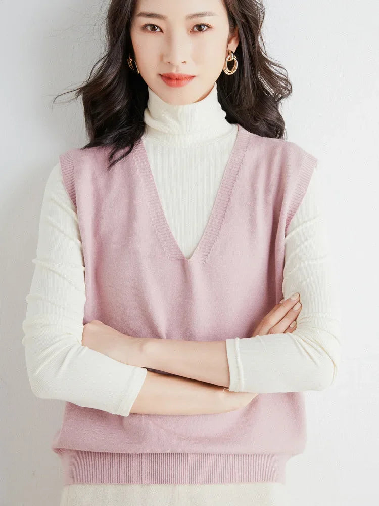 Women Loose V-Neck Knit Vest