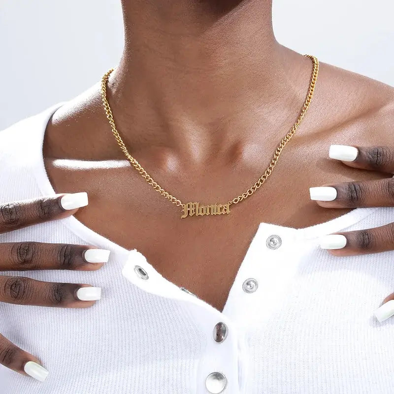 Custom Old English Name Necklace
