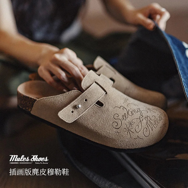 Women Breathable Illustration Mules – Thick Bottom Summer Sandals