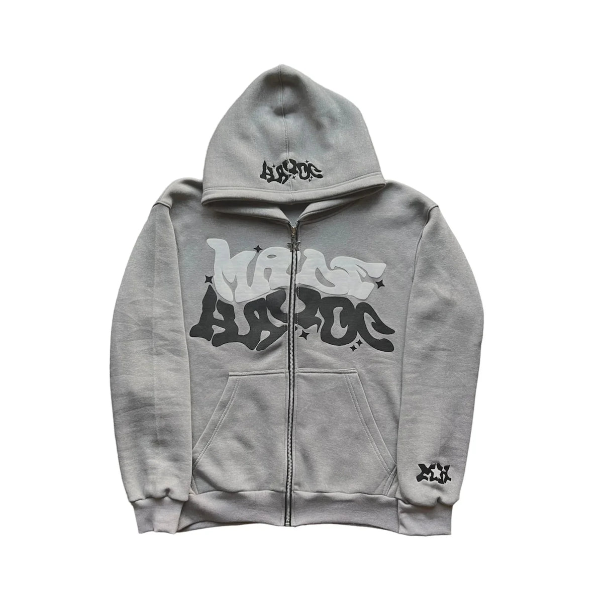 Unisex Retro Letter Zip Hoodie
