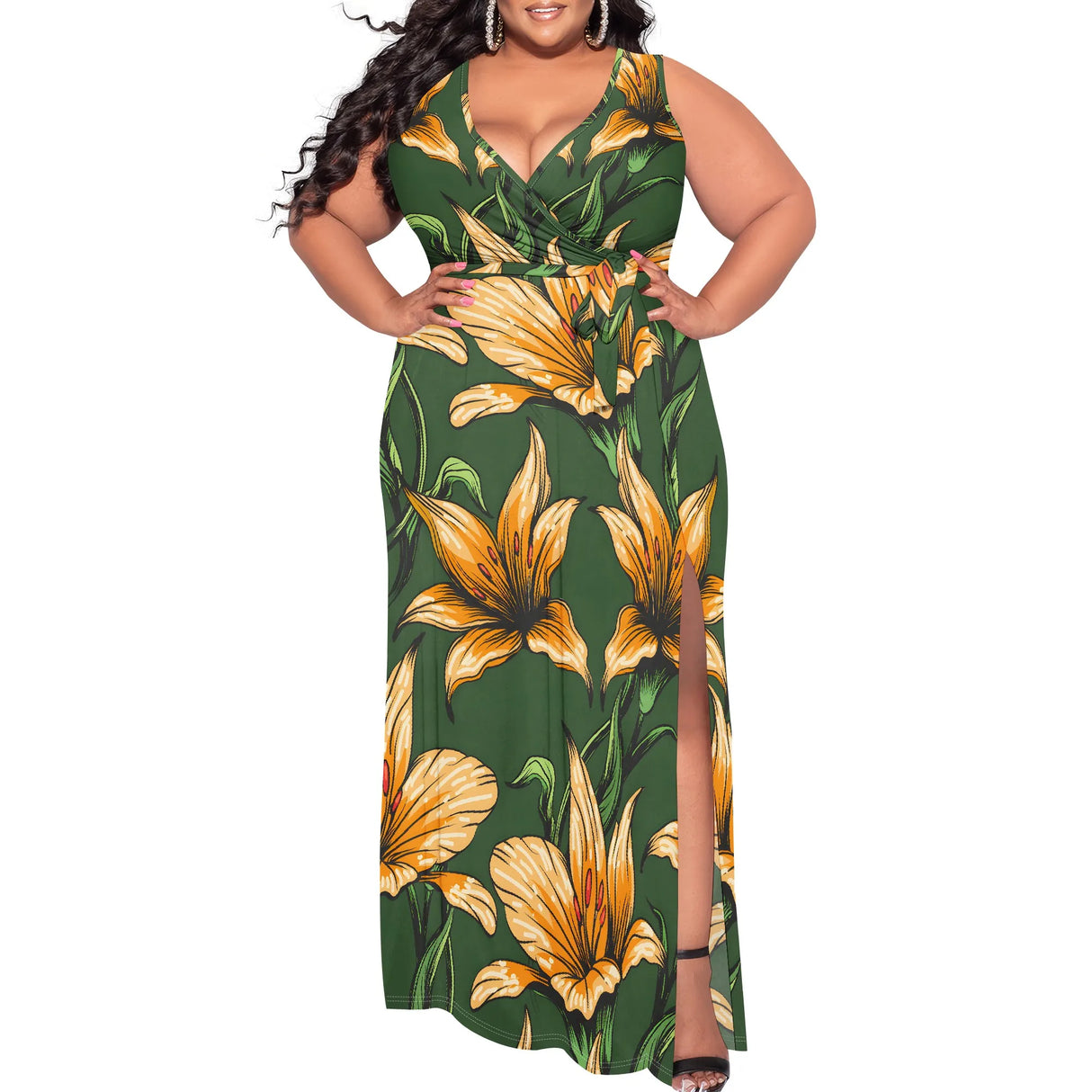 فستان ماكسي نسائي بطباعة ثلاثية الأبعاد