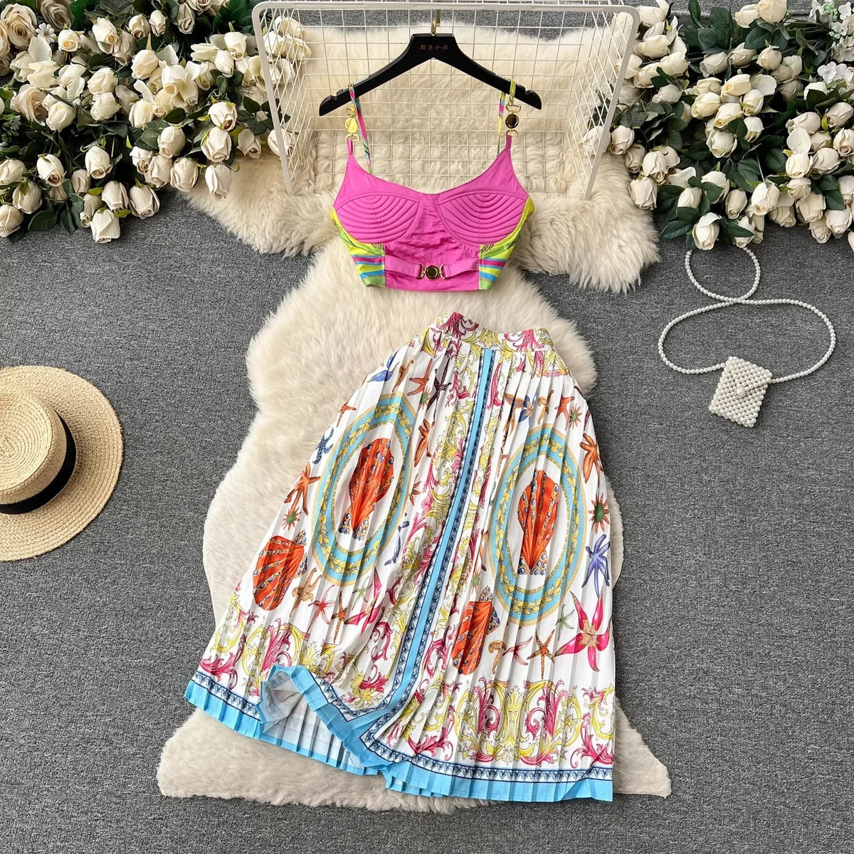 Women's Crop Top & Skirt Set
