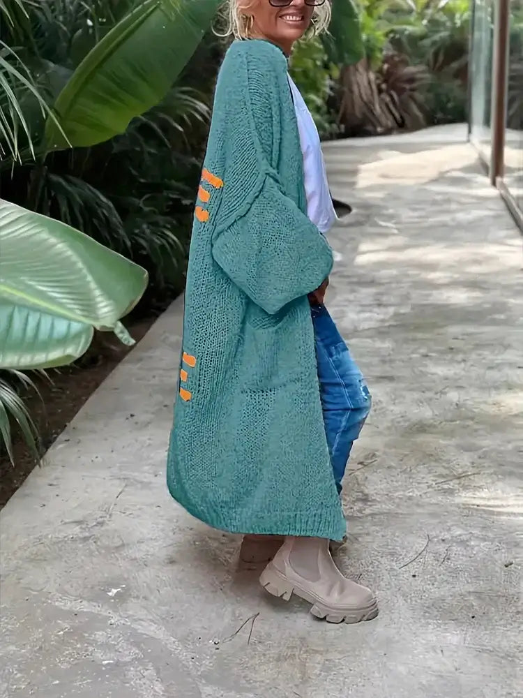 Women Plus Size Patchwork Knit Cardigan