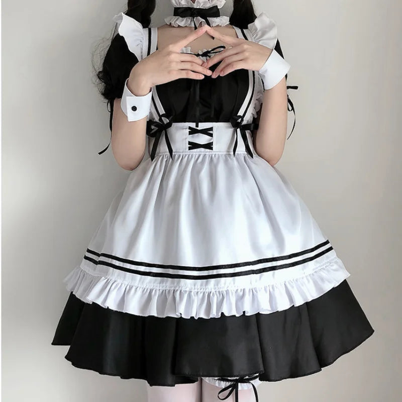 Black White Lolita Maid Costume