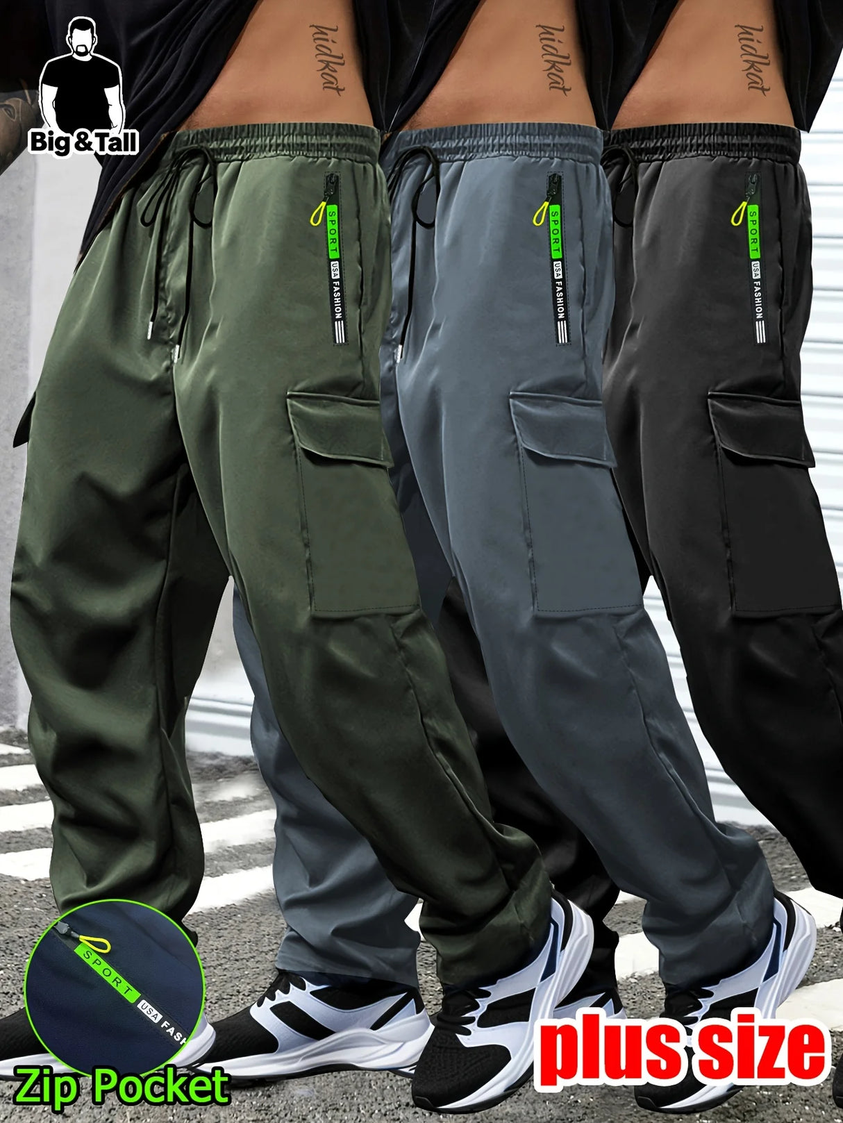 Men's Plus Size Cargo Pants – Multi Pocket