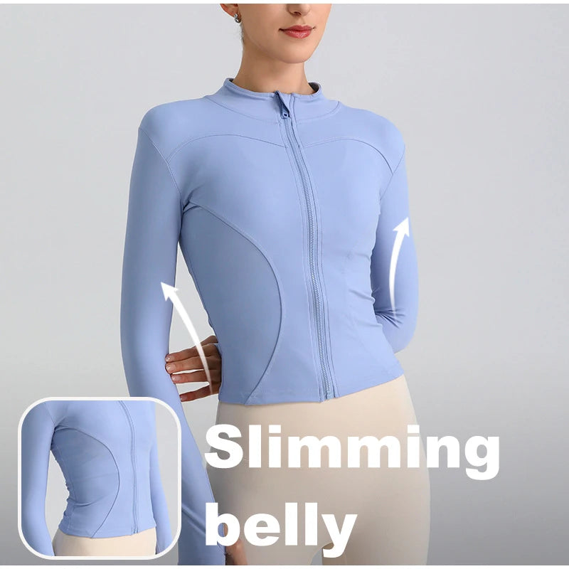 سترة يوجا نسائية بسحاب وقصّة Slim Fit