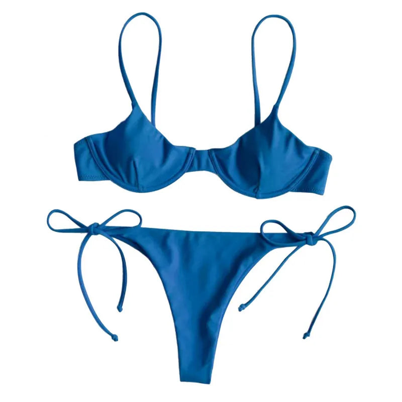 Split V-Neck Bikini Set