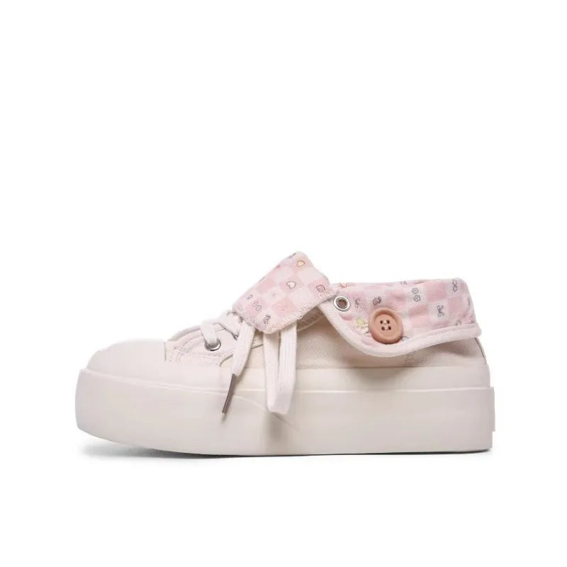 Women Canvas Shoes Thick Sole White Sneakers
