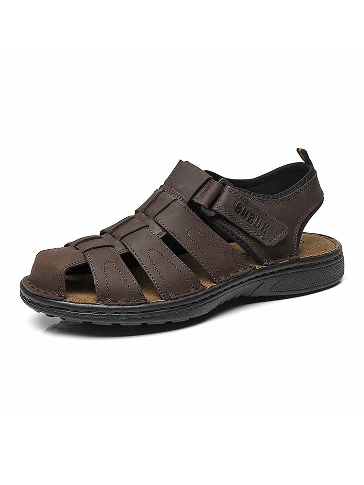 Men Cowhide Leather Beach Sandals