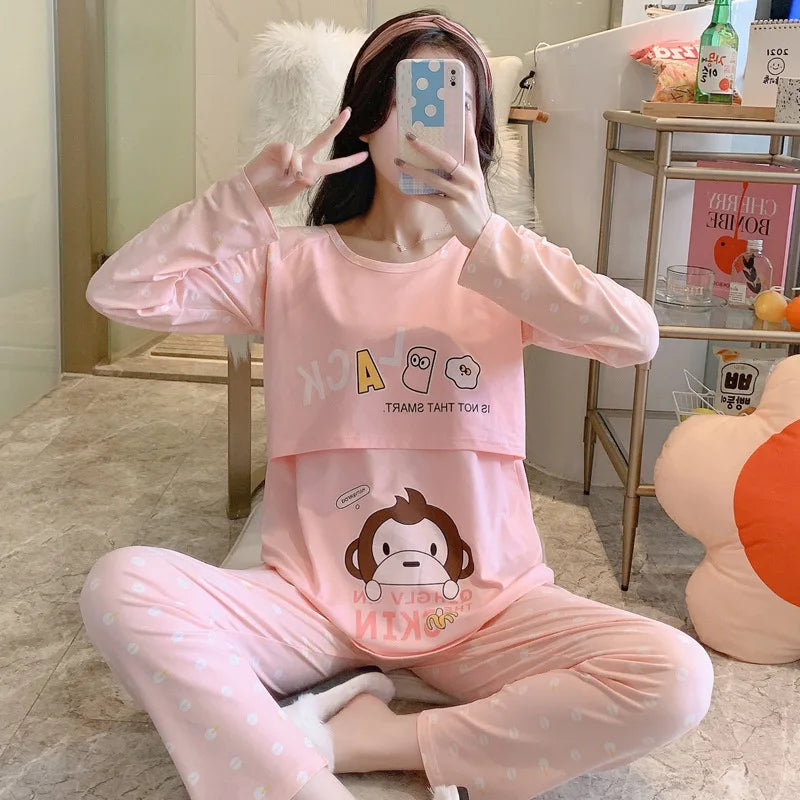 Postpartum & Nursing Pajamas Set