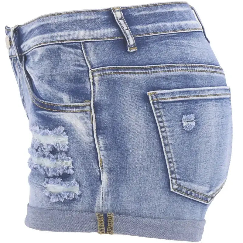 Women Split Mid Waist Denim Shorts