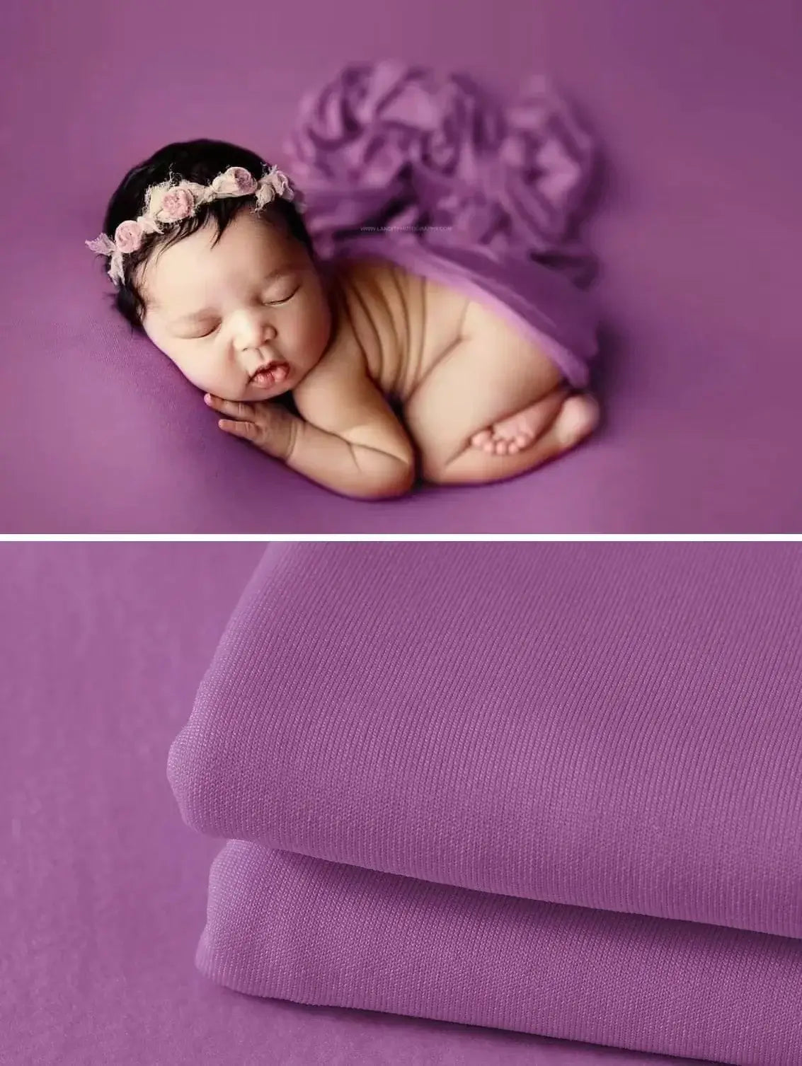 Newborn Soft Wrap Blanket in purple, perfect for baby photography and gentle for infants, unisex design.