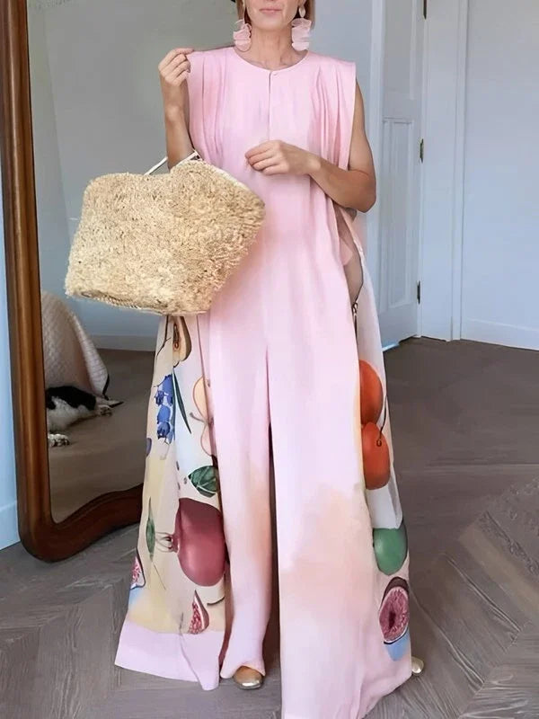 TropiLuxe™ – جمبسوت صيفي بطبعة فواكه (ساق واسعة، ملونة وخفيفة الوزن)