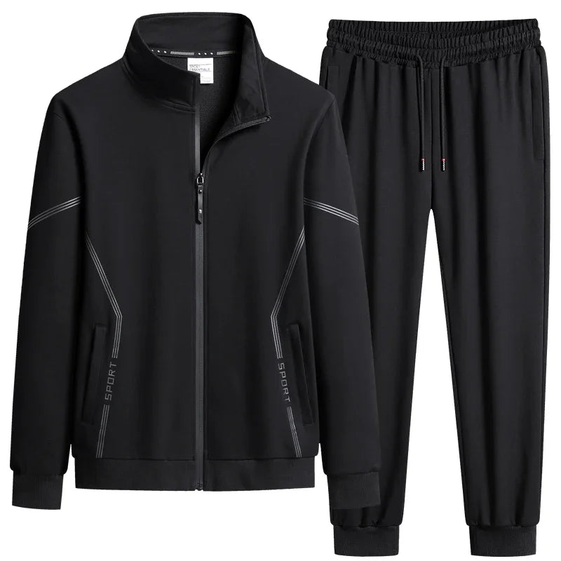 Men’s Plus Size Solid Tracksuit Set