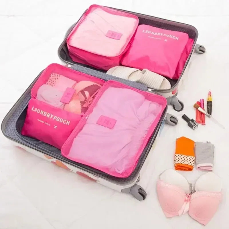 6-Piece Travel Packing Organizer Set – Suitcase Storage Bags