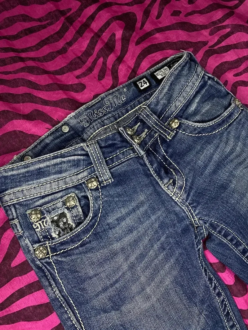 Miss Me Y2K Rhinestone Wide Jeans