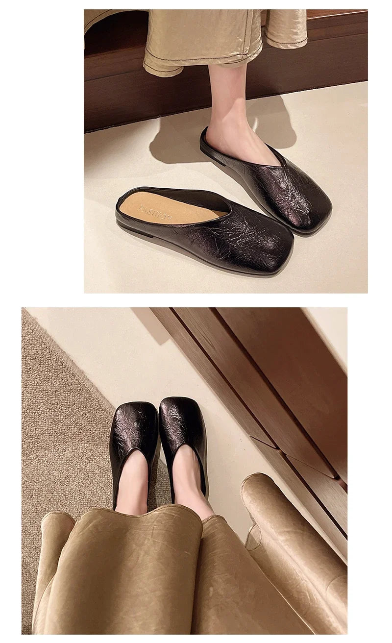 Women Mules Closed Toe Flat Slides