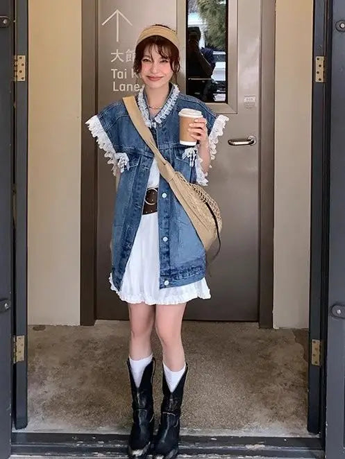 French Lace Denim Jacket