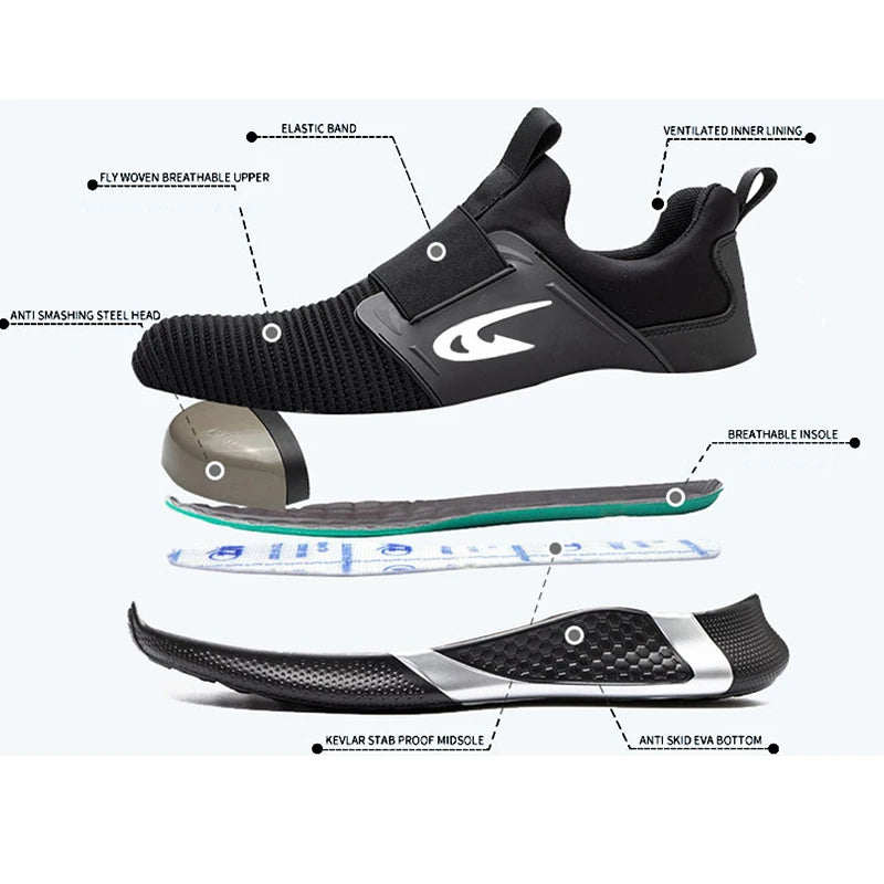 أحذية أمان نسائية برأس فولاذي صناعي