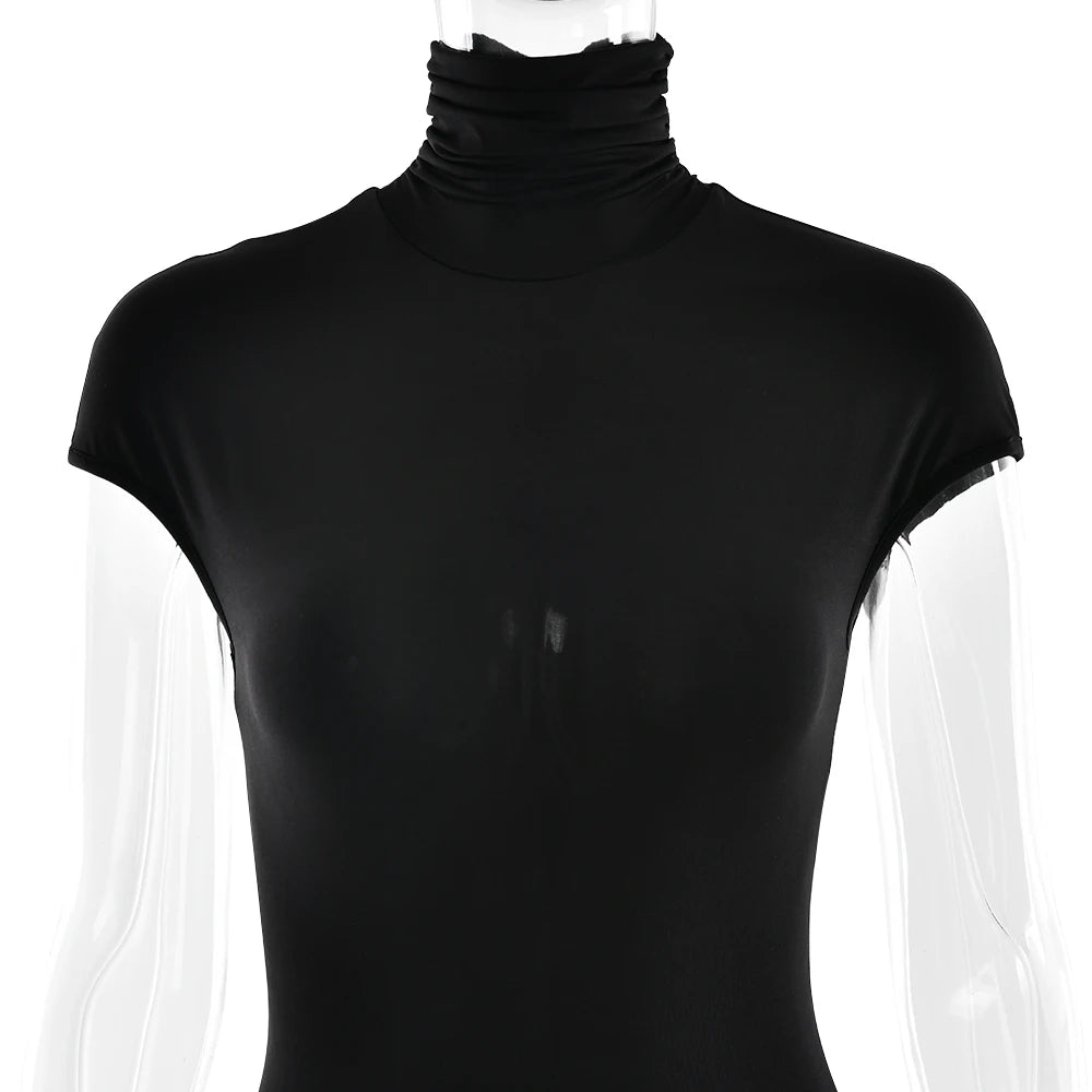 AzureMuse™ – جمبسوت حفلات أزرق بياقة مدورة (أنيق، مريح وأنيق)