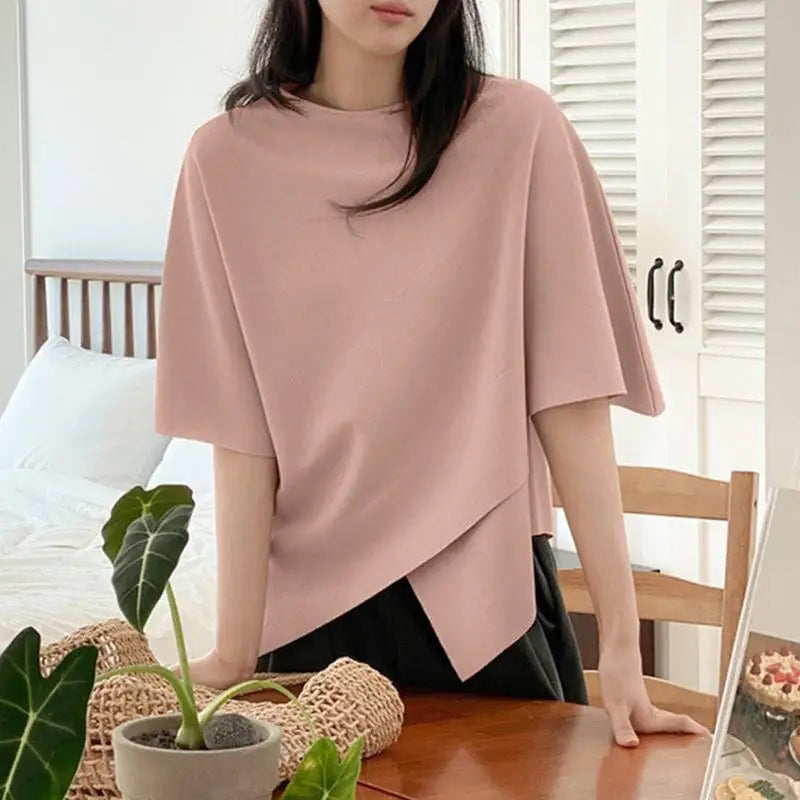 Women Asymmetrical O-Neck Tee