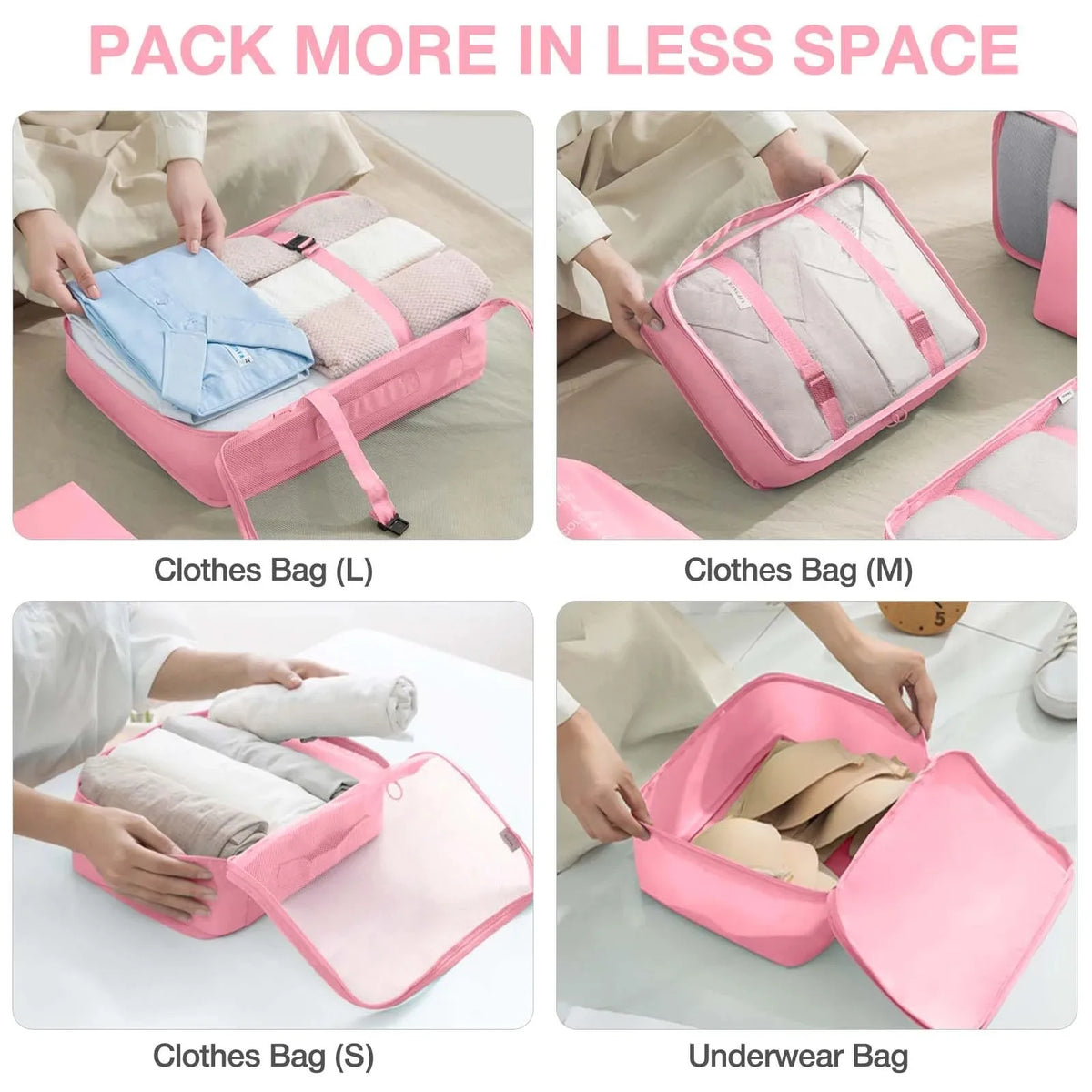 7-Piece Travel Packing Organizer Set – Folding Luggage Cubes