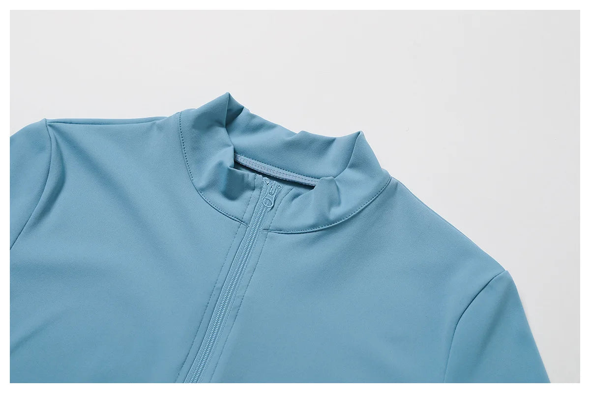 Women's Zip Long Sleeve Yoga Jacket – Gym Push-Up Sportswear Top